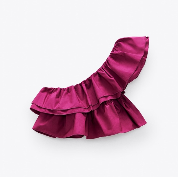 Zara asymmetrical ruffle crop top - Picture 1 of 7